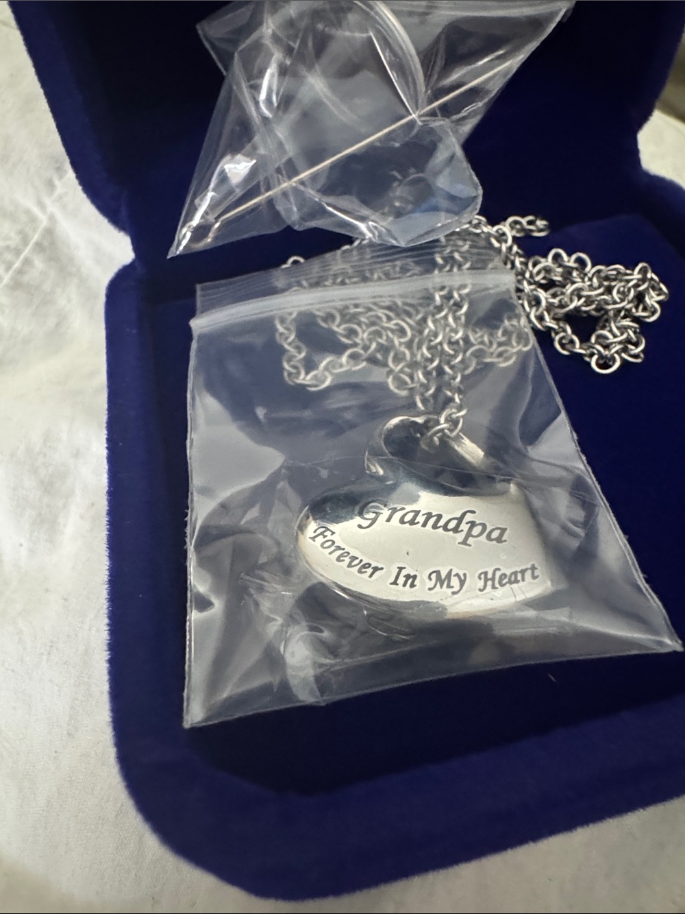 Heart Pendant Necklace - Silver "Grandpa Forever In My Heart"